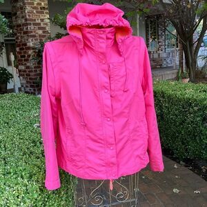 EUC J Jill Pink & Orange Two In One Hooded Jacket Size S